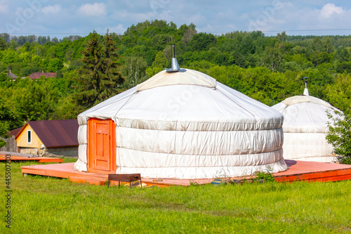 Yurt in the park in summer.
