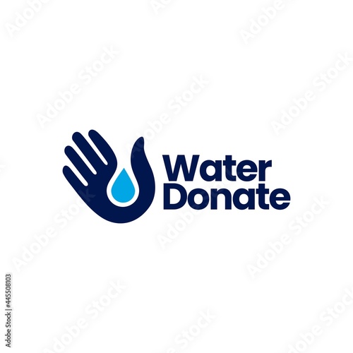 water hand donate drop care donation logo vector icon illustration