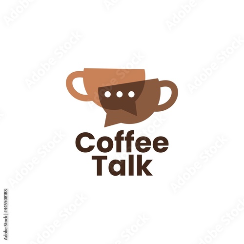 coffee talk chat bubble forum logo vector icon illustration