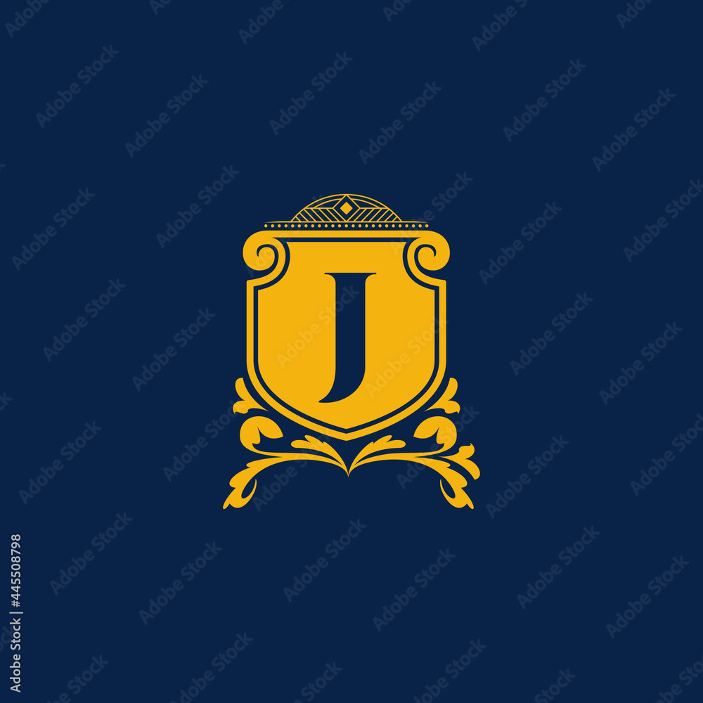 J Letter Initial with Royal Template. Elegant with crown logo vector ...