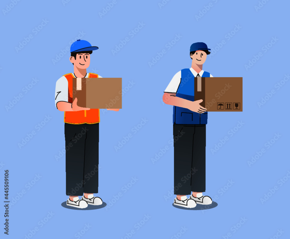 Worker delivery man shipping order