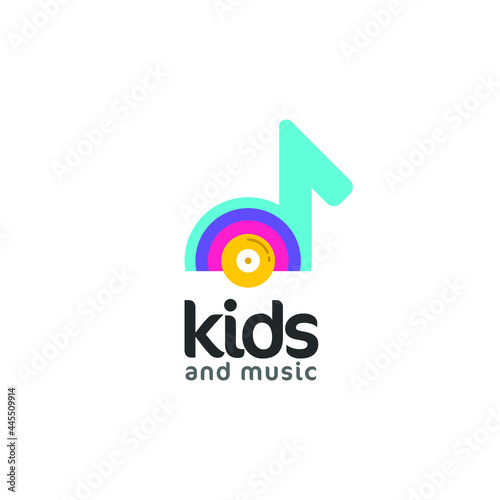 Musical note illustrations. Kids logo concept