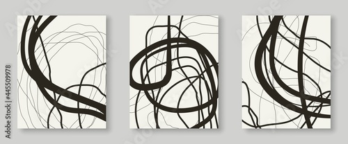 Abstract Prints Set Boho or Bohemian Style with Line Art Elements. Minimalist Trendy Contemporary Design Perfect for Wall Art, Prints, Social Media, Posters, Invitations, Branding Design.