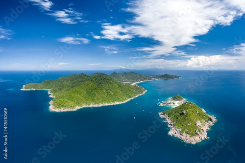 View of Koh Tao, Thailand with copy space and no people South East Asia Drone Aerial UAV © Huw Penson