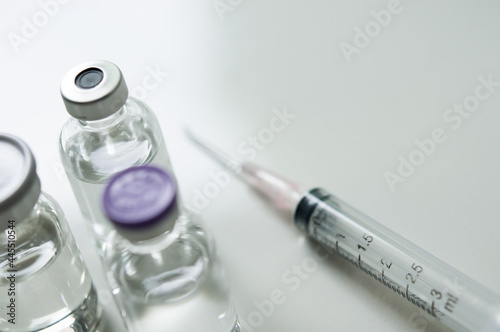 Medicine in vial , ready for vaccine injection , Cancer Treatment , Pain Treatment and can also be abused for an illegal use, healthcare and medical concept vaccination.