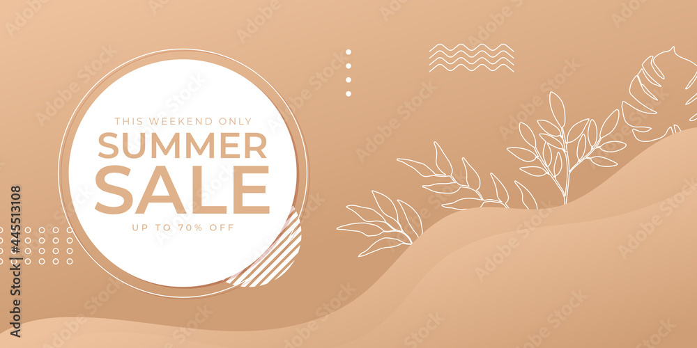 Summer sale organic flat floral template for social media or flyer. Summer banner with floral gradient color background 