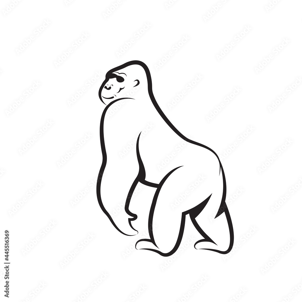 Vector of gorilla monkey design on white background. Easy editable layered vector illustration. Wild Animals...