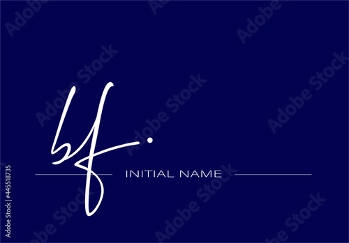 White stylish and elegant letter BF/FB with dark blue background signature logo for company name or initial 