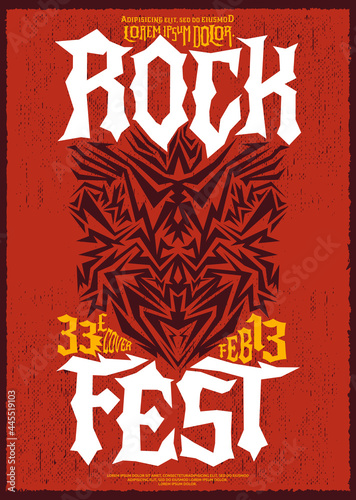 Hardcore Rock Fest design poster template Metal Festival post.
