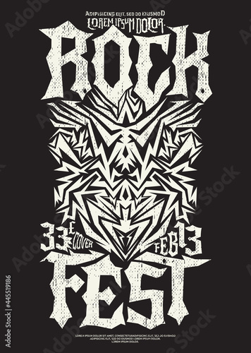 Hardcore Rock Fest design poster template Metal Festival post.