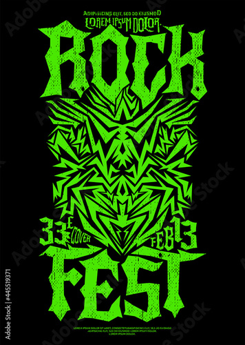 Hardcore Rock Fest design poster template Metal Festival post.
