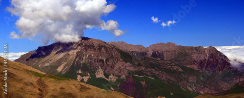 Caucasus, Ossetia. Darial gorge. Aarau massif from the south.