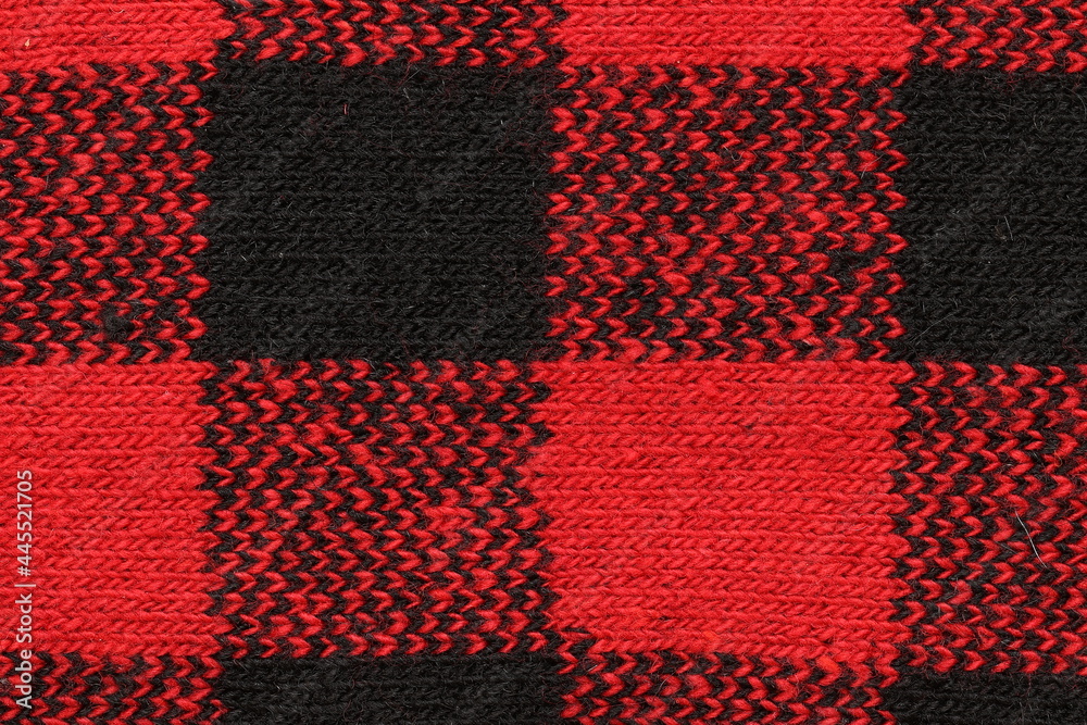Red-black texture of the fabric for socks. Fabric texture. 