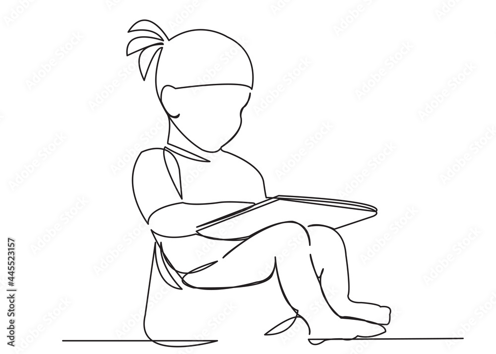 girl sitting on a pot and playing a tablet