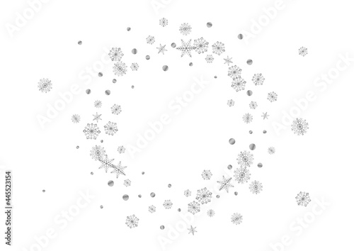 Metal Snow Background White Vector. Dot January Pattern. Silver Flake Elegant. Luminous Snowfall Card.