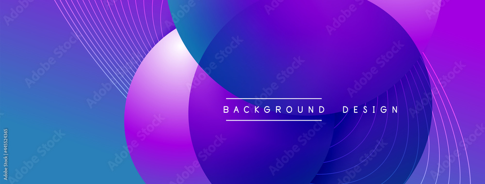 Gradient circles with shadows. Vector techno abstract background. Modern overlapping forms wallpaper background, design template