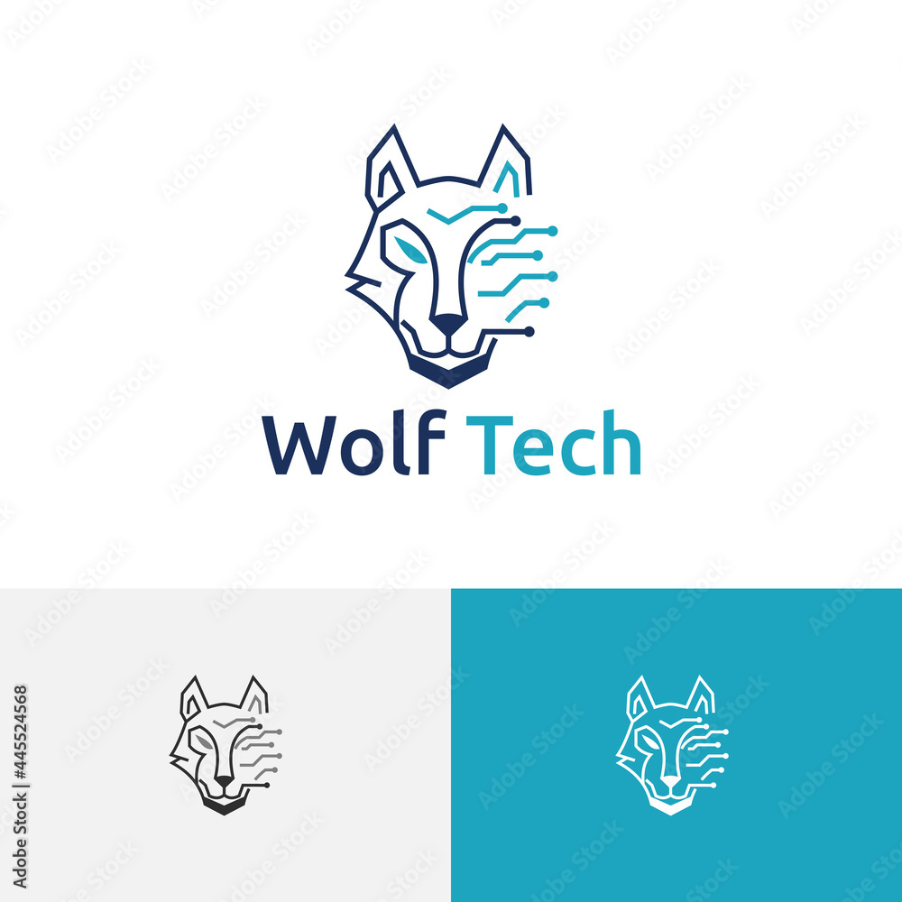 Wild Wolf Head Electronic Computer Circuit Technology Logo