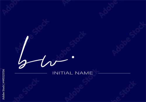 White stylish and elegant letter BW/WB with dark blue background signature logo for company name or initial 