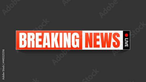 Breaking News Orange Sticker. Lower Third for Broadcasting Stream. Vector illustration