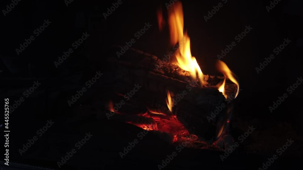 Burning wood in the fireplace. flame in the bonfire Burning wood in the fireplace. flame in the bonfire