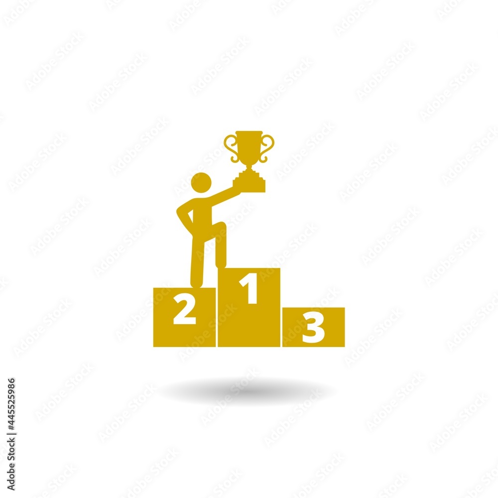 Man on a pedestal or podium icon with shadow Man on a pedestal or podium icon with shadow