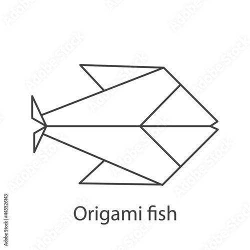 Logo pez de papel estilo origami con lineas de color gris