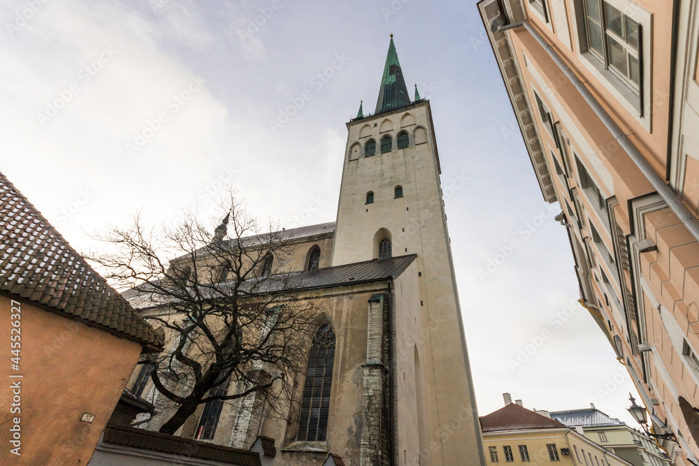 Tallinn, Estonia. St. Olaf's Church (Oleviste kirik), a 12th Century Baptist in the Old Town