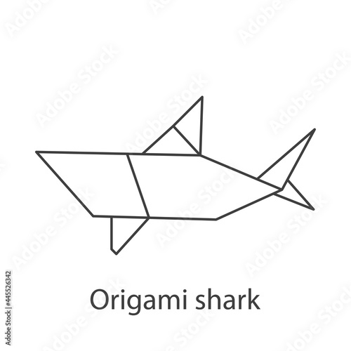 Logo tiburón de papel estilo origami con lineas de color gris