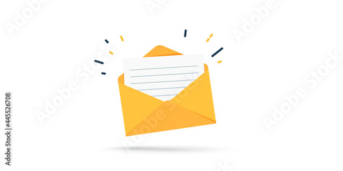 Open yellow envelope simple illustration