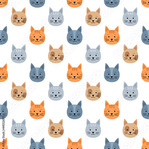Seamless pattern with cats, vector illustration
