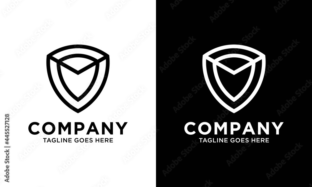 line art shield logo icon vector design template. line art shield logo icon vector design template.
