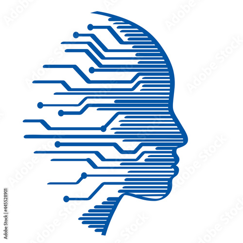 Handgezeichnetes Symbol für künstliche Intelligenz in dunkelblau