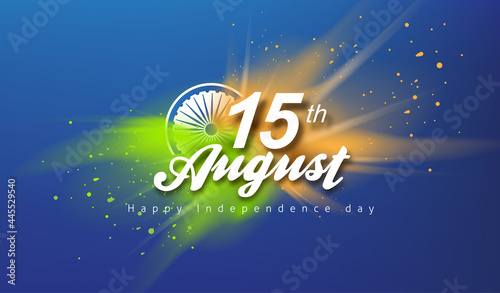 Independence day India celebration banner with color splash. 15th of August poster.