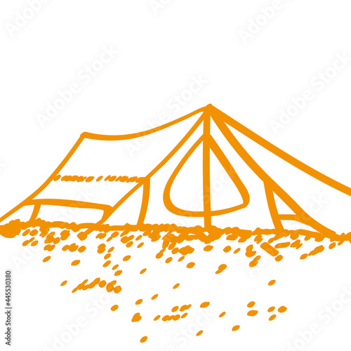 Handgezeichnetes Zelt in orange