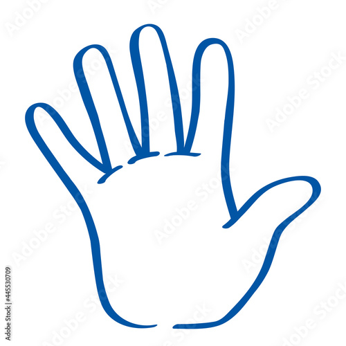 Handgezeichnete Hand in dunkelblau