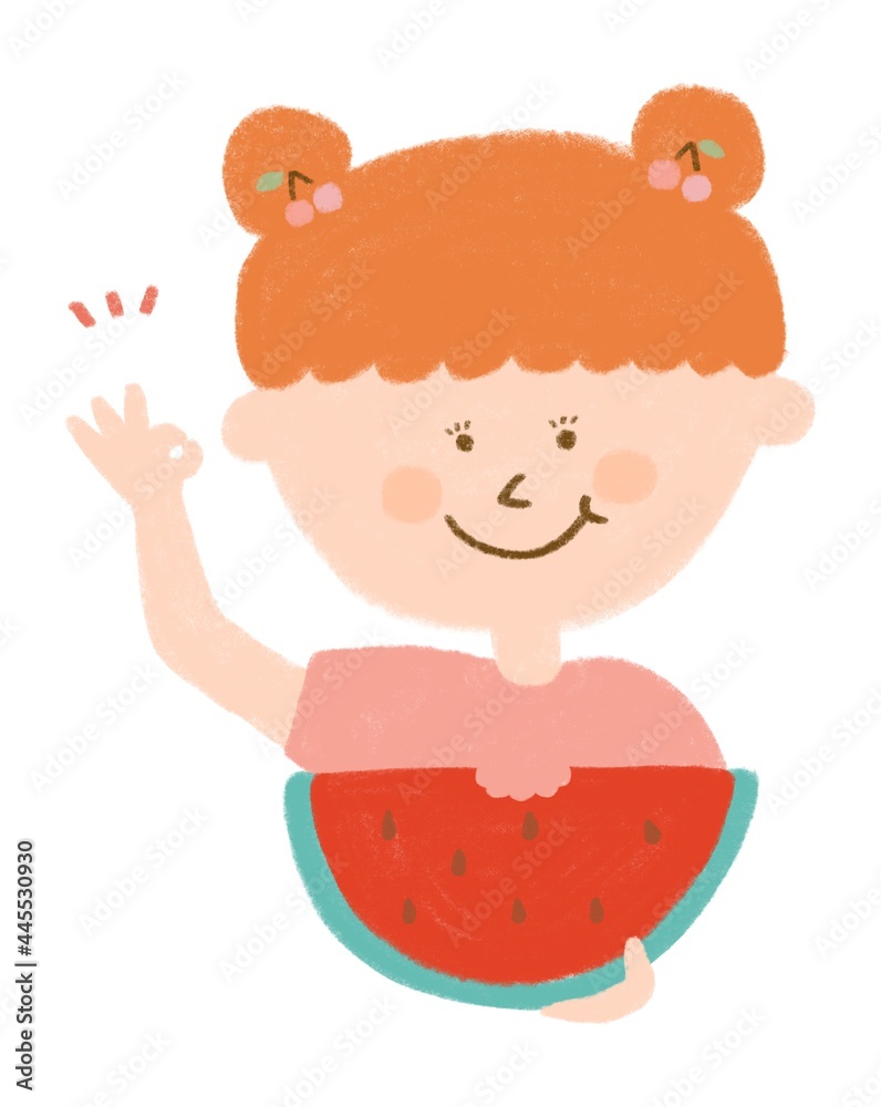 スイカを食べる女の子 スイカを食べる女の子