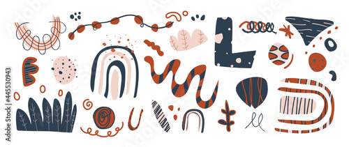 Hand drawn abstract pattern vector. Cute and modern organic shapes, scrapbook, stories template, abstract graphics background design for prints, wallpaper, packaging background. 