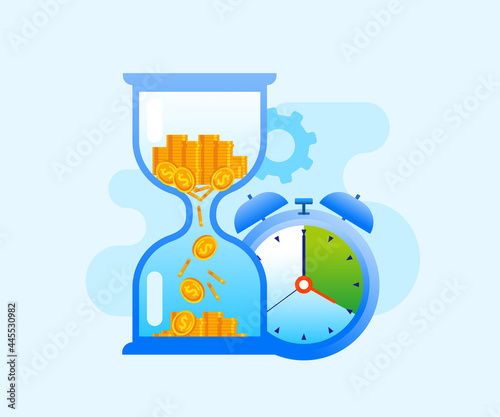 Business time management or time is money flat vector illustration banner and landing page