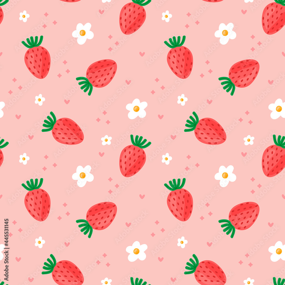 Cute strawberries seamless pattern. Vector illustration. Cute strawberries seamless pattern. Vector illustration.