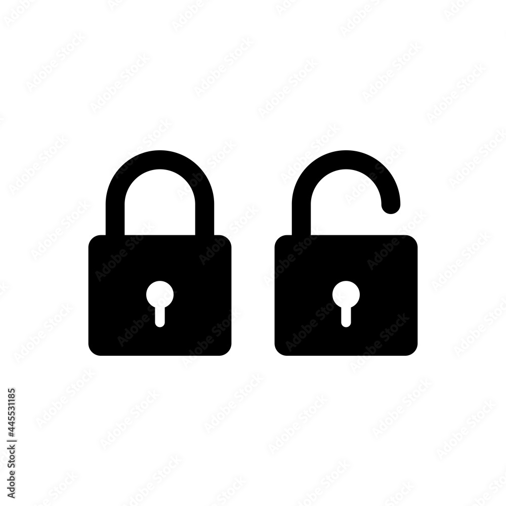 Lock and unlock vector icons. Simple, flat design. Lock and unlock vector icons. Simple, flat design.