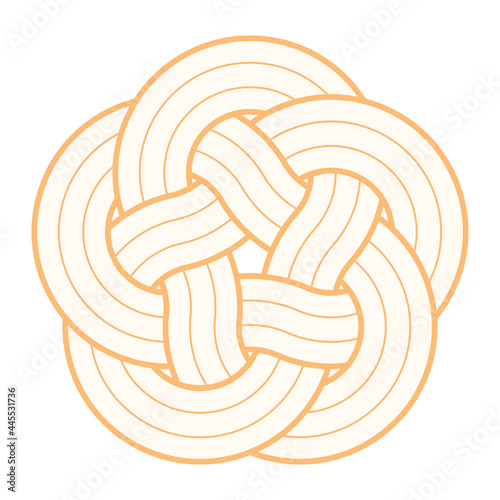 Vector silhouette twisted line circle mat. Isolated on white background.