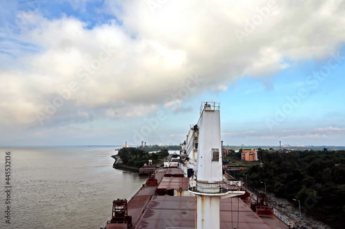 Various views of the port, piers, terminal of the Port of Haldia, India, October, 2020. photo