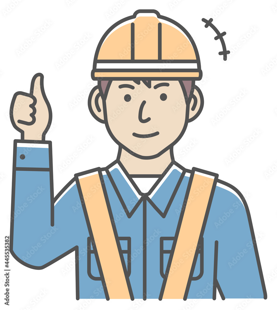 Male blue collar worker gesture illustration | thumb up, OK Male blue collar worker gesture illustration | thumb up, OK