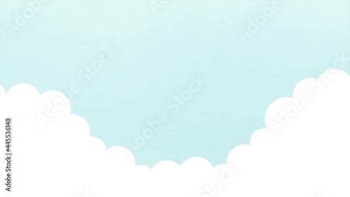 空の背景のアニメーション動画　イラスト　風景　青空　雲　夏　水彩風　イラスト　青空　晴れ　シンプル