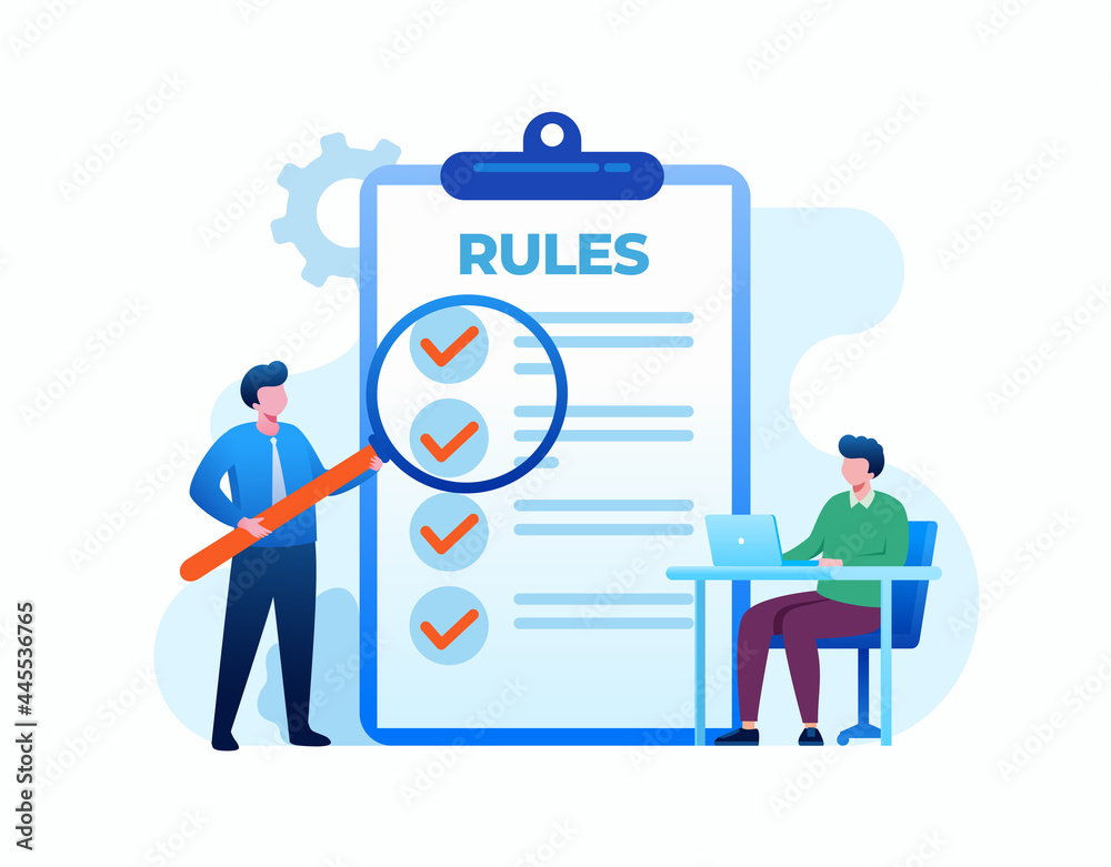 Rules checklist concept flat vector illustration Rules checklist concept flat vector illustration