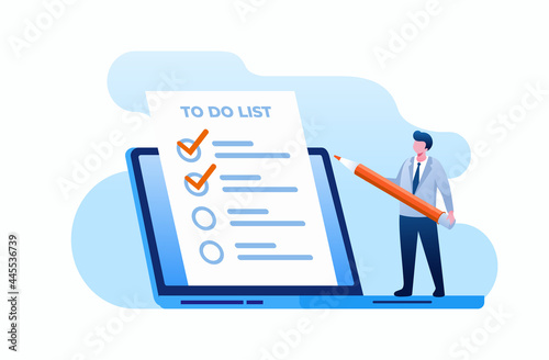 To do list and checkmark flat vector illustration banner and landing page