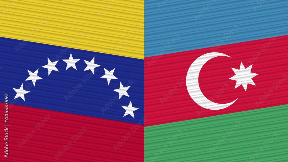 Azerbaijan and Venezuela Two Half Flags Together Fabric Texture Illustration Azerbaijan and Venezuela Two Half Flags Together Fabric Texture Illustration