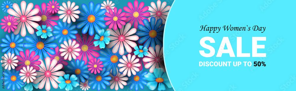 Happy Womens Day Sale Banner With Flowers_2