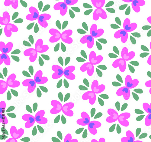 Seamless pattern with pink flowers. Simple and cute design.