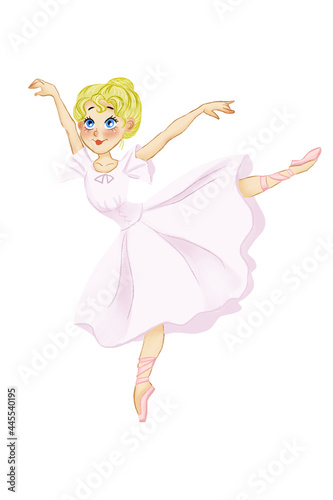 Ballerina in pink dress isolated